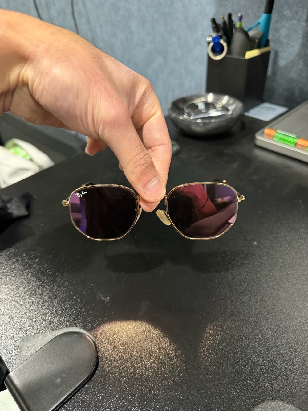 Ray-Ban Hexagonal Flat RB3548N Gold/Violet Sunglasses